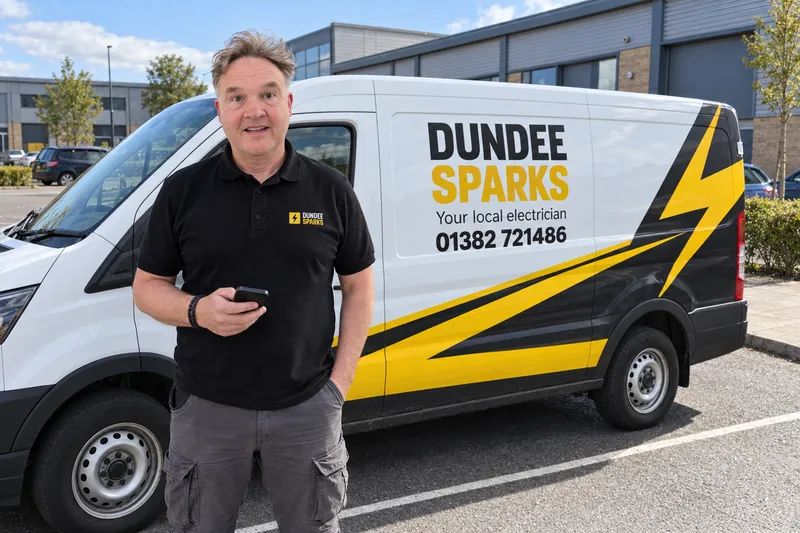James Leslie beside the Dundee Sparks van in east Dundee